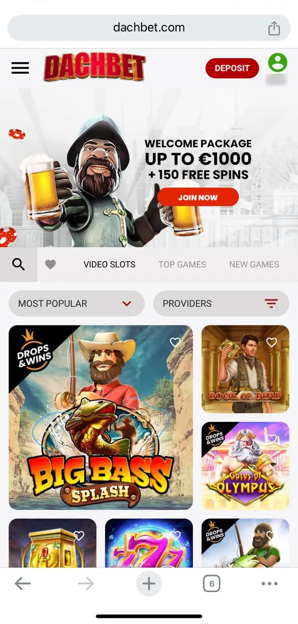 Juegue juegos de casino y haga apuestas en el sitio web de Dachbet.