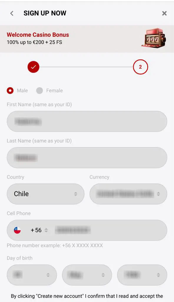 Regístrate en el sitio web de Dachbet utilizando tu dispositivo iOS.